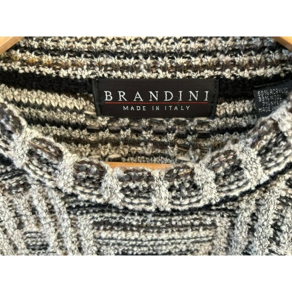 Vintage Brandini Mens 1990s Geometric Knit Grandpacore Wool Blend Sweater XL Y2K - Picture 3 of 6